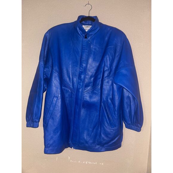 Dero by Rocco Amelio Y2K Biker Rocker Vintage Blue Leather  Jacket - Picture 1 of 9
